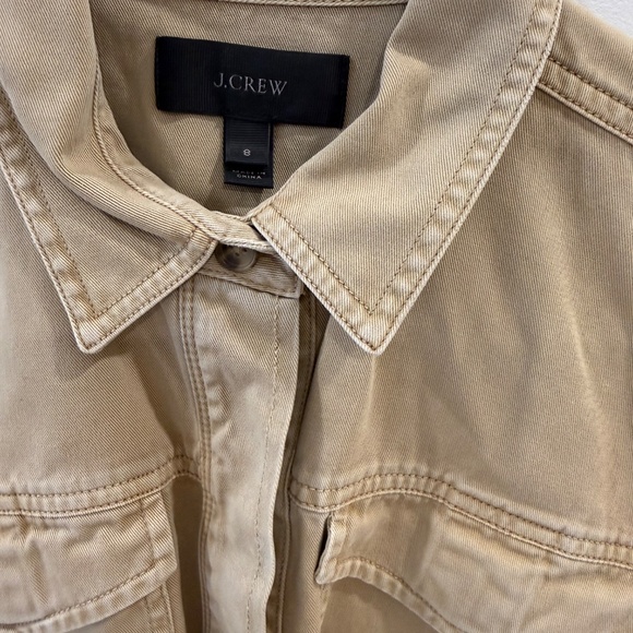 J Crew -Khaki Beige Safari 100% Cotton Button up Long Sleeve Shirt Dress, Size 8 - Picture 3 of 6